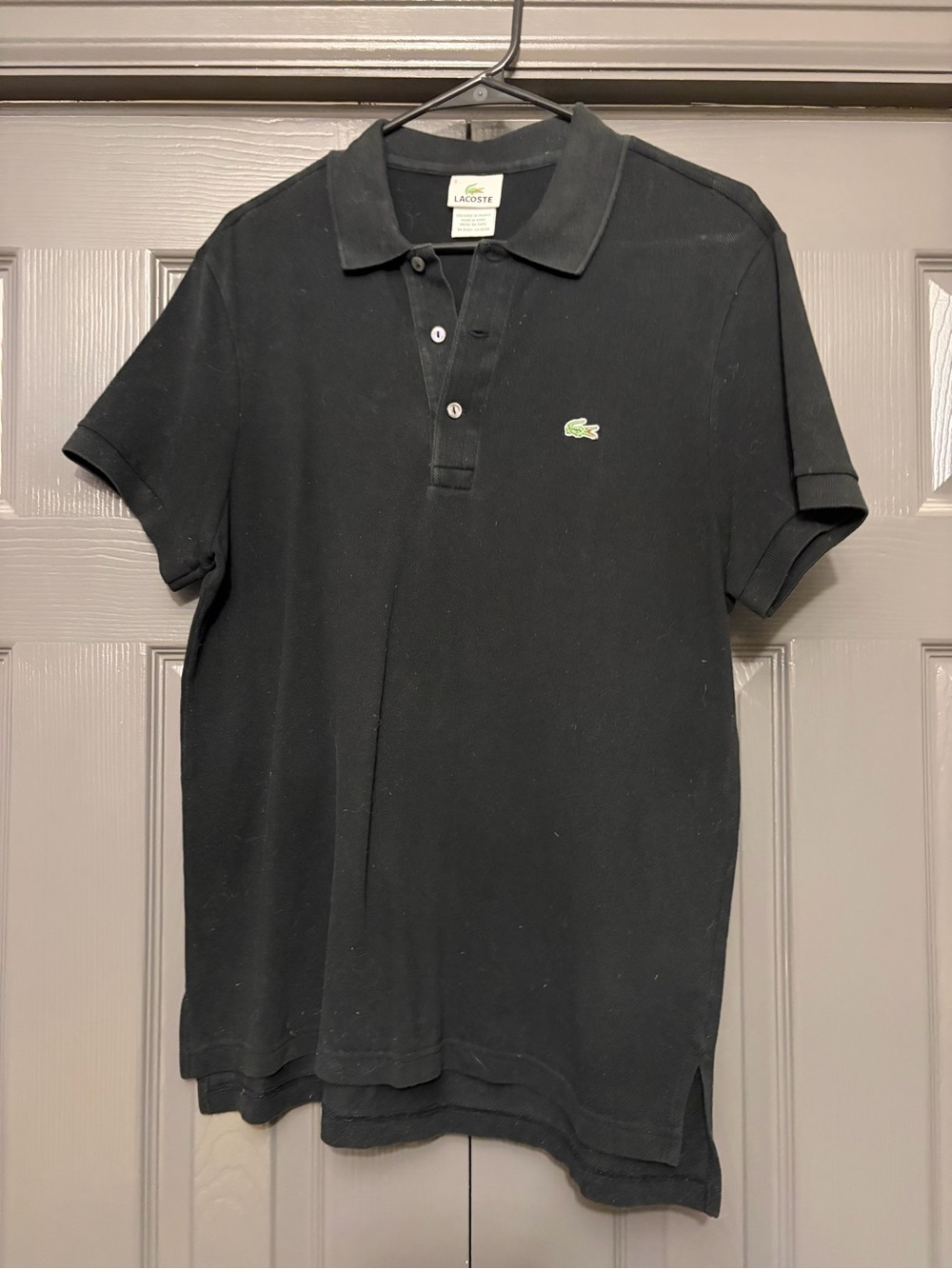 Lacoste Men’s Black Polo with Green Crocodile Logo